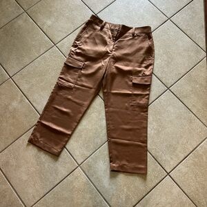 LOFT Petite cargo pants in satin NWT